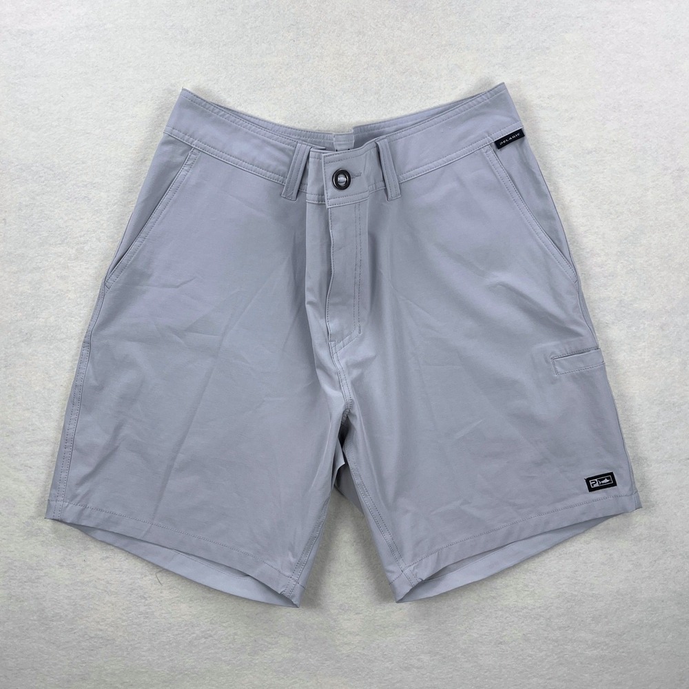 Pelagic High Performance Men 38 Gray Fishing Shorts Stretch Quick Dry Hybrid